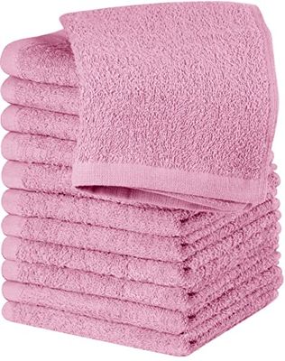 Utopia Towels Cotton Washcloths Set - 100% Ring Spun Cotton, Premium Quality Flannel Face Cloths, Highly Absorbent and Soft Feel Fingertip Towels (12 Pack, Pink)