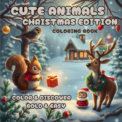 Color & Discover: Christmas Animals Coloring Book for Kids Ages 1-9: Fun Holiday Animal Coloring Book with Big, Simple Designs for Toddlers and ... to Build Creativity and Early Learning!