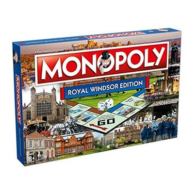 Winning Moves Royal Windsor Monopoly Board Game, Advance to the Windsor Lawn Tennis Club, Cinnamon Cafe, or even Windsor Castle and trade your way to success, makes a great gift for ages 8 plus