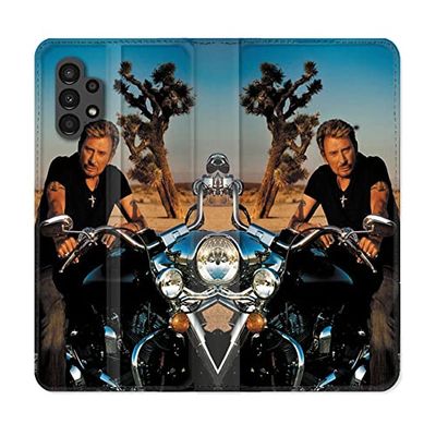 Läderfodral plånbok för Samsung Galaxy A13 4G Johnny Hallyday Motorcykel