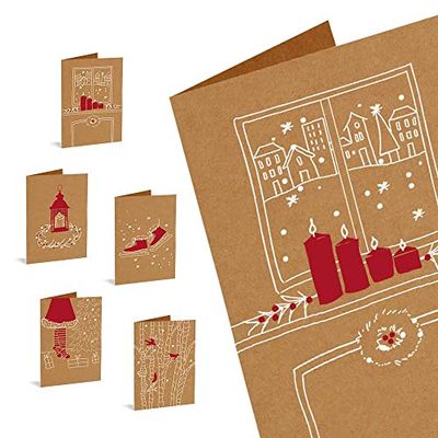 Forletter Pack of 10 Kraft Christmas Cards