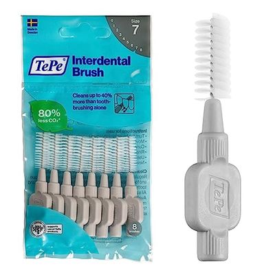 TePe Brossettes Interdentaires Original - Nettoyage Facile des Espaces Interdentaires - 1 x 8 Brossettes - Diamètre 1,3mm - Gris