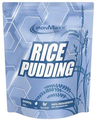 IronMaxx Rice Pudding – 2000g | Harina de arroz instantánea para preparar pudín de arroz | Vegano, bajo en grasa y azúcar, ideal como fuente rápida de energía