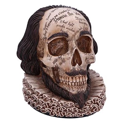 Nemesis Now Shakespeare's Legacy - Figura de Calavera Shakespeare de Resina, 16 cm, Inspirada en William Shakespeare, fundida en la Mejor Resina, Pintada a Mano