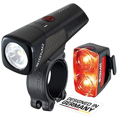 SIGMA BUSTER 800 FL& RL150 | Set di luci per bicicletta ricaricabili via USB | Luce anteriore con 800 lumen e 5 modalità di illuminazione | Luce posteriore con funzione di luce di stop