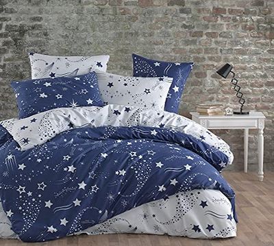 Stjärna Sängkläder Set Blå 240 x 260 cm