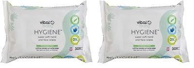 vital baby HYGIENE Super Soft Hand and Face Wipes, 60 Pack, Gentle Cleansing Wipes, Fragrance Free, Hypoallergenic, Alcohol Free, 443937,30 Count (Pack of 1)