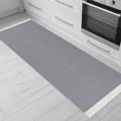 Jimri Fashion4Home Alfombra de Pasillo, Alfombra de Pasillo para salón, Dormitorio, Cocina, habitación de los niños, baño, Alfombra Boho quilim, Color Gris Claro, tamaño: 60 x 180 cm
