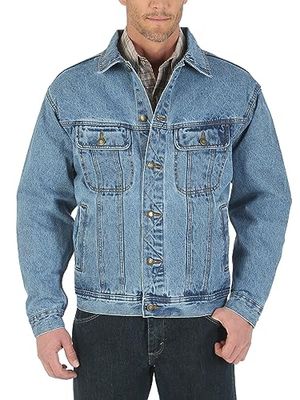 Wrangler herr Ofodrad denimjacka med robust slitage, ofodrad ,Vintage indigo,XXL