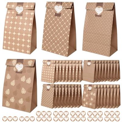 Romon cadeauzakjes, 36 stuks cadeauzakjes met 36 stickers voor kerstcadeaus, cadeauzakjes, snoepzakjes, verjaardagszakjes, bruiloftszakjes enz.