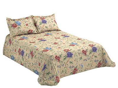 Viantala Sheet Set, Cotton, Red and Beige, Matrimonial