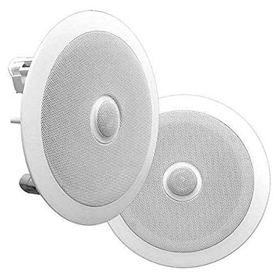 Pyle PDIC80 - Coppia di altoparlanti da soffitto da 20,3 cm, con 2 vie Midbass Woofer orientabili da 2,5 cm, in titanio, design a incasso con risposta in frequenza 55 Hz-22 kHz e picco di 300 Watt,