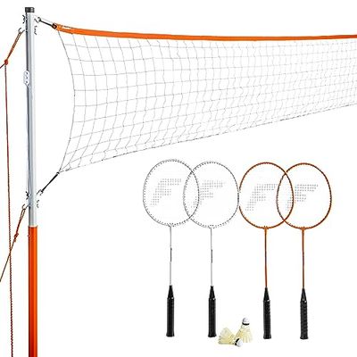 Franklin Sports Badmintonset - Badmintonnetset in de achtertuin - Inclusief rackets en vogeltjes - achtertuin of strand badmintonset - starterset, eenheidsmaat