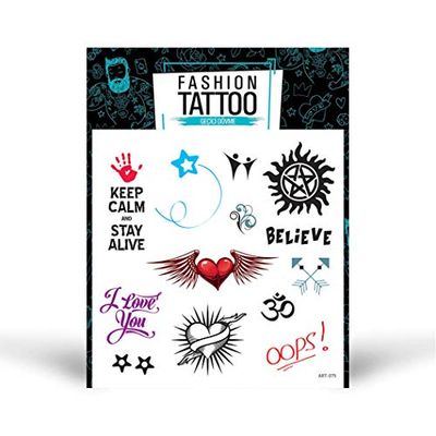 Flash Tattoo, Tatuaggi Temporanei per Uomini e Donne, Tatuaggi Finti per Bambini, Facili da Usare e Rimuovere (15x16 cm) - Progettato e Prodotto in Turchia