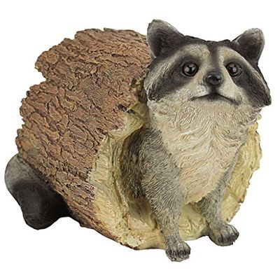 Design Toscano by Blagdon QM24625001 - Figura decorativa (resina), design de guaxinim dentro do tronco