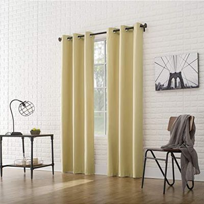 Sun Zero Cooper Thermal Insulated Energy Efficient Grommet Curtain Panel, 40" x 63", Flax