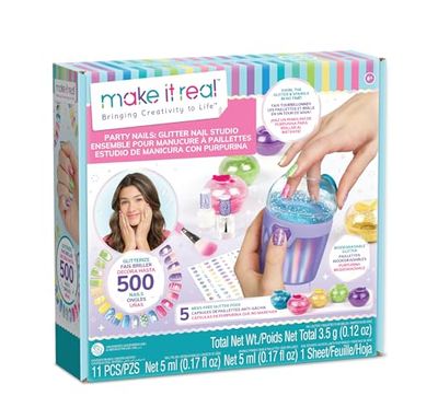 MAKE IT REAL Zestaw do ozdabiania paznokci Glitter Nail Studio, Zabawka kreatywna