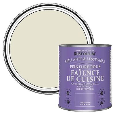 Rust-Oleum Peinture Blanche Résistante à l'eau pour Faïence de Cuisine, Finition Brillante - Huître 750ml