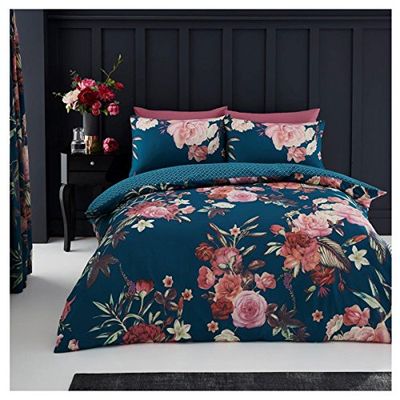 Blossom - Juego de edredón con Fundas de Almohada a Juego, Juego de Cama Doble Floral súper Suave, Fundas de edredón Impresas, Color Verde Azulado