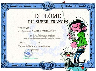 Gaston Lagaffe Diploma of Super Frangin Brother Frérot Cat Walkie Talkie Card with Envelope for Boys Men GLDP-7013