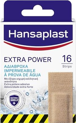 Hansaplast Cerotti EXTRA POWER, Cerotti impermeabili con elevato potere adesivo, Cerotti traspiranti, flessibili e resistenti, 1 confezione da 16 pezzi
