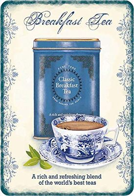 Schatzmix Cartel de Chapa con Texto Tea Classic Breakfast Tea Frühstucks Tin Sign Wanddeko 20x30 cm