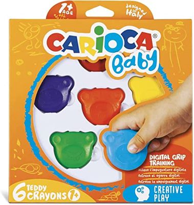 Carioca 42956 Lot de 6 crayons de cire en forme d’ourson Multicolore