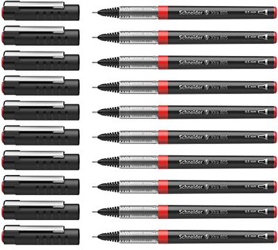 Schneider Xtra 805 Lot de 10 Rollers à encre avec Liquid-Ink-Technologie et pointe aiguille Encre rouge