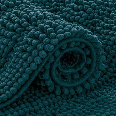 subrtex Tapis de Salle de Bain Chenille à Rayures en Peluche Douce pour Salle de Bain Absorbant l'eau, séchage Rapide, Lavable en Machine (Bleu, 50,8 x 81,3 cm)