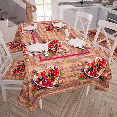 PETTI Artigiani Italiani - Tovaglia Copritavolo Cucina Disegno Fragole X18 Posti (140x360 cm) 100% Made in Italy