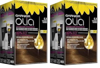 Garnier Olia coloración permanente sin amoniaco para un olor agradable con aceites florales de origen natural - Capuccino 5.3 (Paquete de 2)