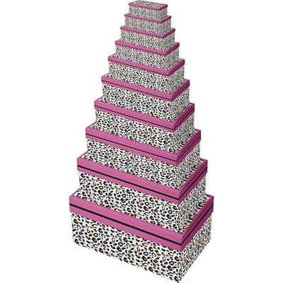 Eurowrap K-30759-BXC – en uppsättning med 10 rektangulära förpackningslådor – motiv – leopard, djur, storlek: present till alla hjärtans dag, födelsedag, alla hjärtans dag, högtider, jul