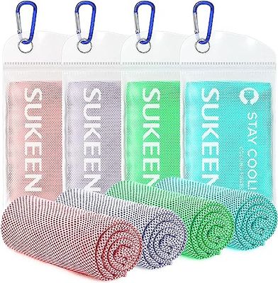 Sukeen Confezione da 4 asciugamani rinfrescanti (101 x 30,5 cm) per collo, asciugamano fresco per un sollievo istantaneo, morbidi asciugamani traspiranti per il freddo, 4 pezzi, per yoga, golf,