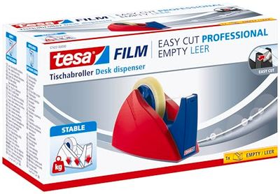 tesa Easy Cut Professional – stevige afroller voor tesafilm – voor het verwerken van grote kleeffilmrollen – rood/blauw