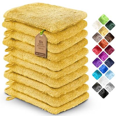 NatureMark Zestaw 10 ręczników frotte, 100% bawełna, żółte, 15 x 21 cm