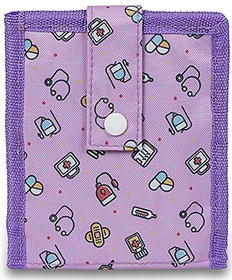 Elite Bags, Pochette d'infirmier, KEEN, Kit organiseur infirmière, Accessoires médicaux, Support pour ciseaux à pansements, Fixation magnétique, Léger, Compact, 15x12 cm, Violet à motifs