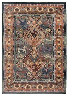 Theko Gabiro Tapis Oriental Classique avec Effet Vintage, très Robuste et résistant, 60 x 90 cm, Couleur : Vert