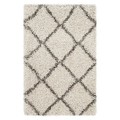 Safavieh Hudson Shag Collection - Alfombra de Pelo Alto, Color Marfil y Gris, 76 x 183 cm