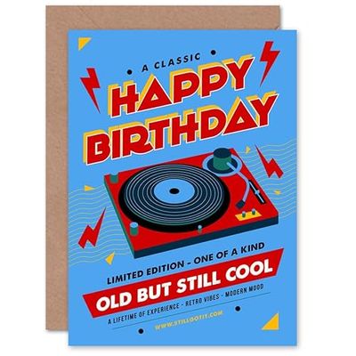 Wee Blue Coo Old But Still Cool Retro Vinyl Happy Birthday Blue Sealed Greeting Card Plus Envelope Blank inside