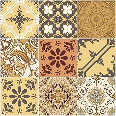 Ambiance Sticker Adesivi Autoadesivi, Decorazioni Murali, Adesivi per Piastrelle per Bagno e Cucina Baroques - 9 Piastrelle Adesive 10 x 10 cm