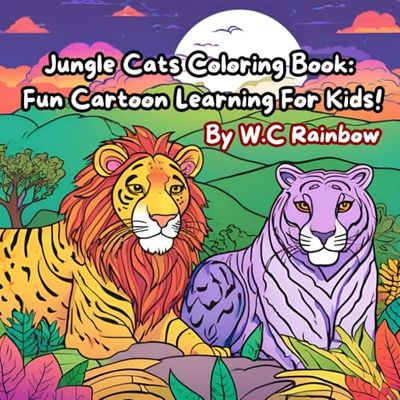 Jungle Cats Coloring Book - Fun Cartoon Learning For Kids!: Unique Cartoon Illustrations To Color and Explore The Wild World of Jungle Felines