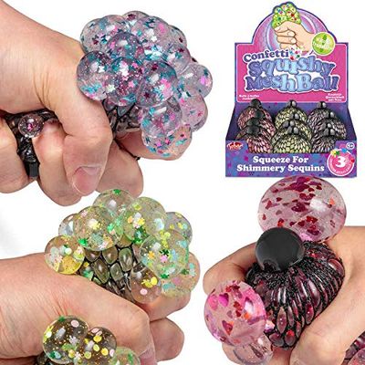 Tobar- Confettis Squishy Balle en Maille, 37075, Motifs et Couleurs Assorties