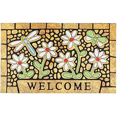 CHICHIC Paillasson de Bienvenue – Tapis d’entrée extérieur pour Maison, seuil, entrée – Antidérapant, Robuste, Profil Bas avec Dos en Caoutchouc – Motif Libellule, 43 x 76 cm
