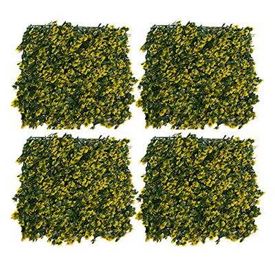 GreenBrokers Lot de 4 Haies murales Vertes artificielles avec Feuillage Jaune - Résistant aux UV - Jardin Vertical