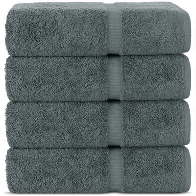 Chakir Turkish Linens Toallas turcas Hotel y SPA, 100% algodón, Suaves y absorbentes, 4 Piezas, Color Gris Oscuro