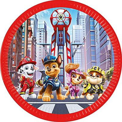 Procos 93453 – Partytallrik Paw Patrol The Movie, storlek 23 cm, 8 stycken, engångstallrikar av papper, barnens födelsedag, festporslin, FSC® Mix