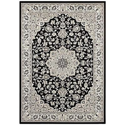 Hanse Home Fluwelen tapijt Oosters Keshan Gedetailleerd Ontwerp grens ornamenten klassiek, Grootte: 160x230 cm, Kleur: Zwart/Grijs