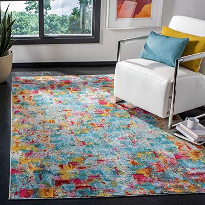 Safavieh Tapis Exotique élégant pour Salon, Salle à Manger, Chambre à Coucher - Collection Luxor - Poils Courts - Aqua et Fuchsia - 183 x 274 cm