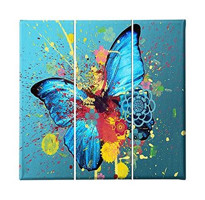 Homemania Wandfoto, Butterfly, 3 delen, dieren, woonkamer, kinderkamer, meerkleurig, 69 x 3 x 50 cm, HM203PKNV-42, polyester, hout