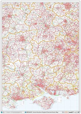 Postcode Sector Map - (S3) - Central Southern England - Wall Map-Plastic Coated 2A (119cm x 168cm)
